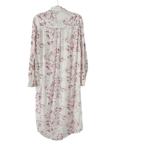 White and Red Buttoned Maxi Dress with Notched Collar - Picture 3 of 7